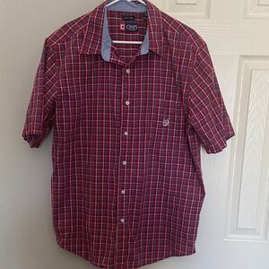 Chaps Men's Red and Blue Plaid Button Down Shirt